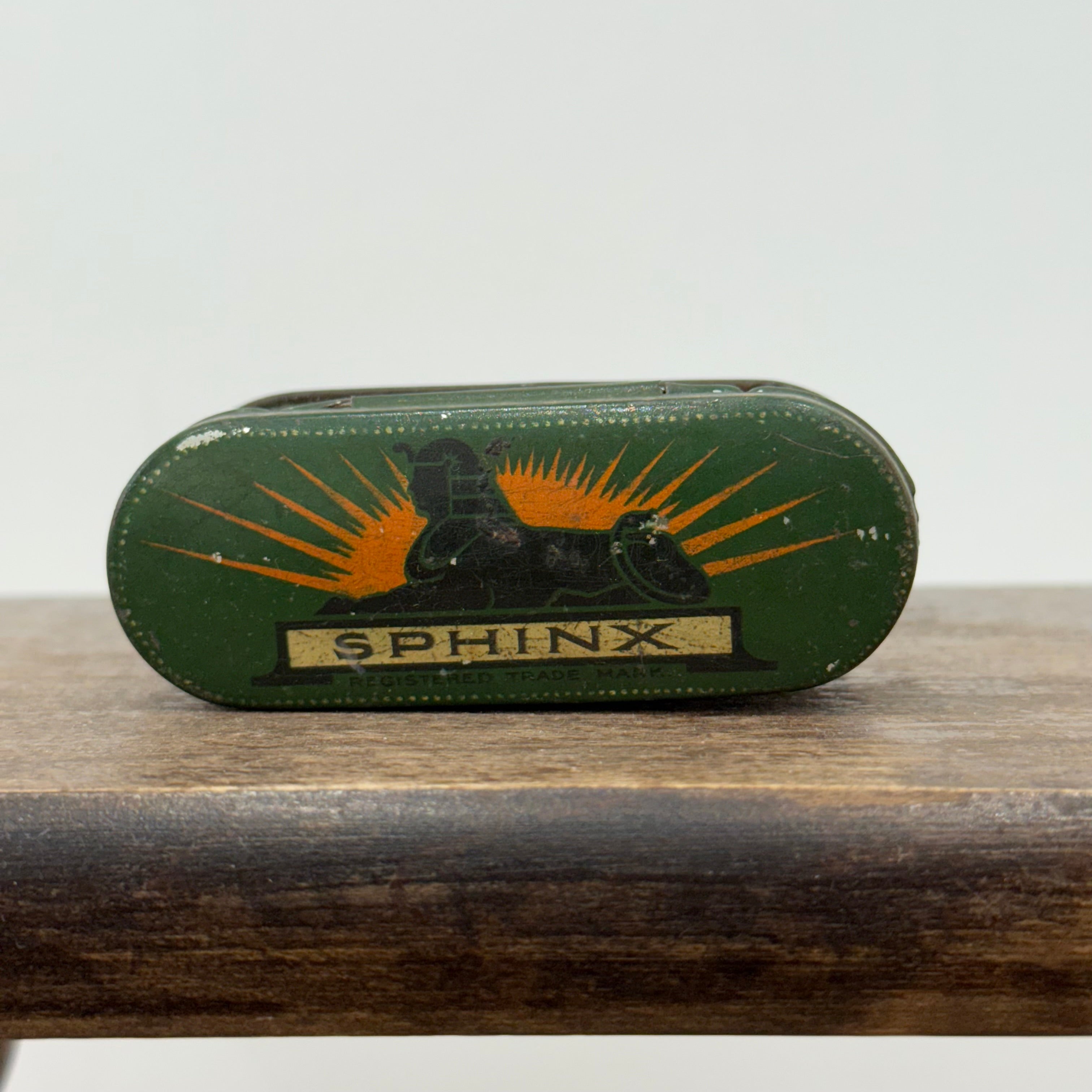 Vintage Sphinx Spark Plug Tin – Green Lithographed Advertising Box – British Manufacture