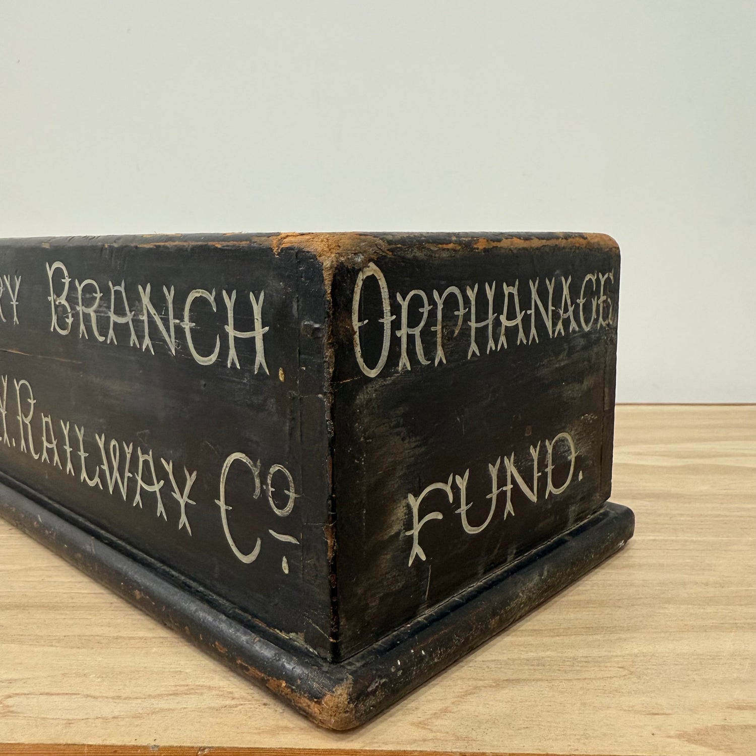 Antique L&amp;Y Railway Co. Bury Branch Orphanage Fund Wooden Collection Box