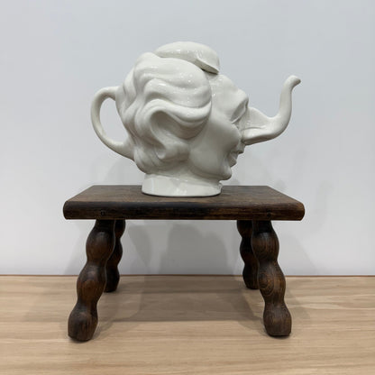 Luck &amp; Flaw Spitting Image Margaret Thatcher Elephant Teapot Crackle Glaze