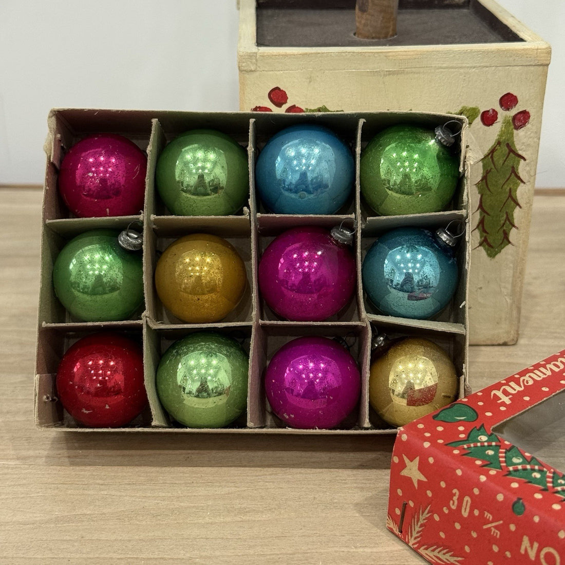 Vintage Mercury Glass Christmas Baubles Xmas Tree Decor