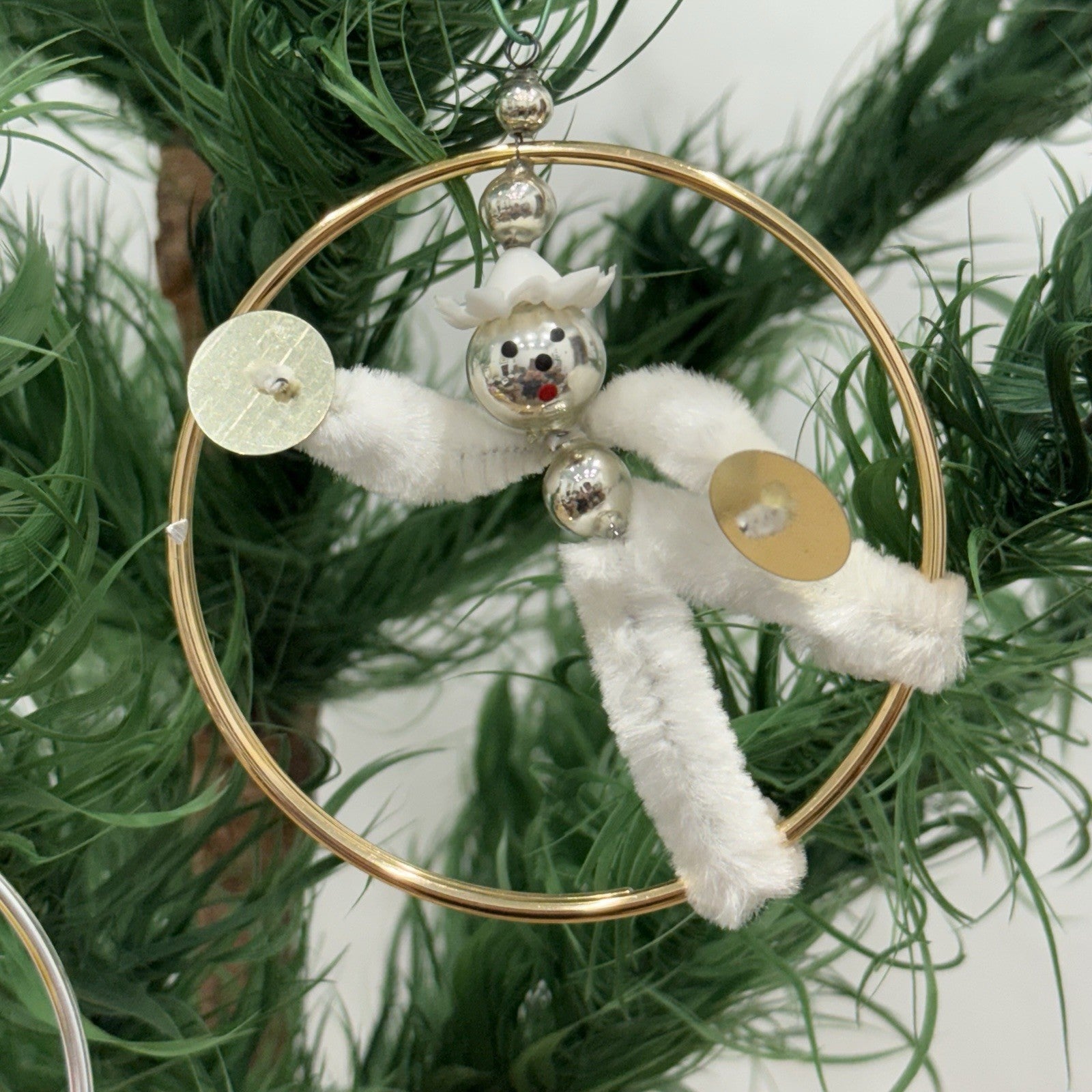Vintage Mercury Glass Chenille Pipecleaner Christmas Ornaments Xmas - Set of 3