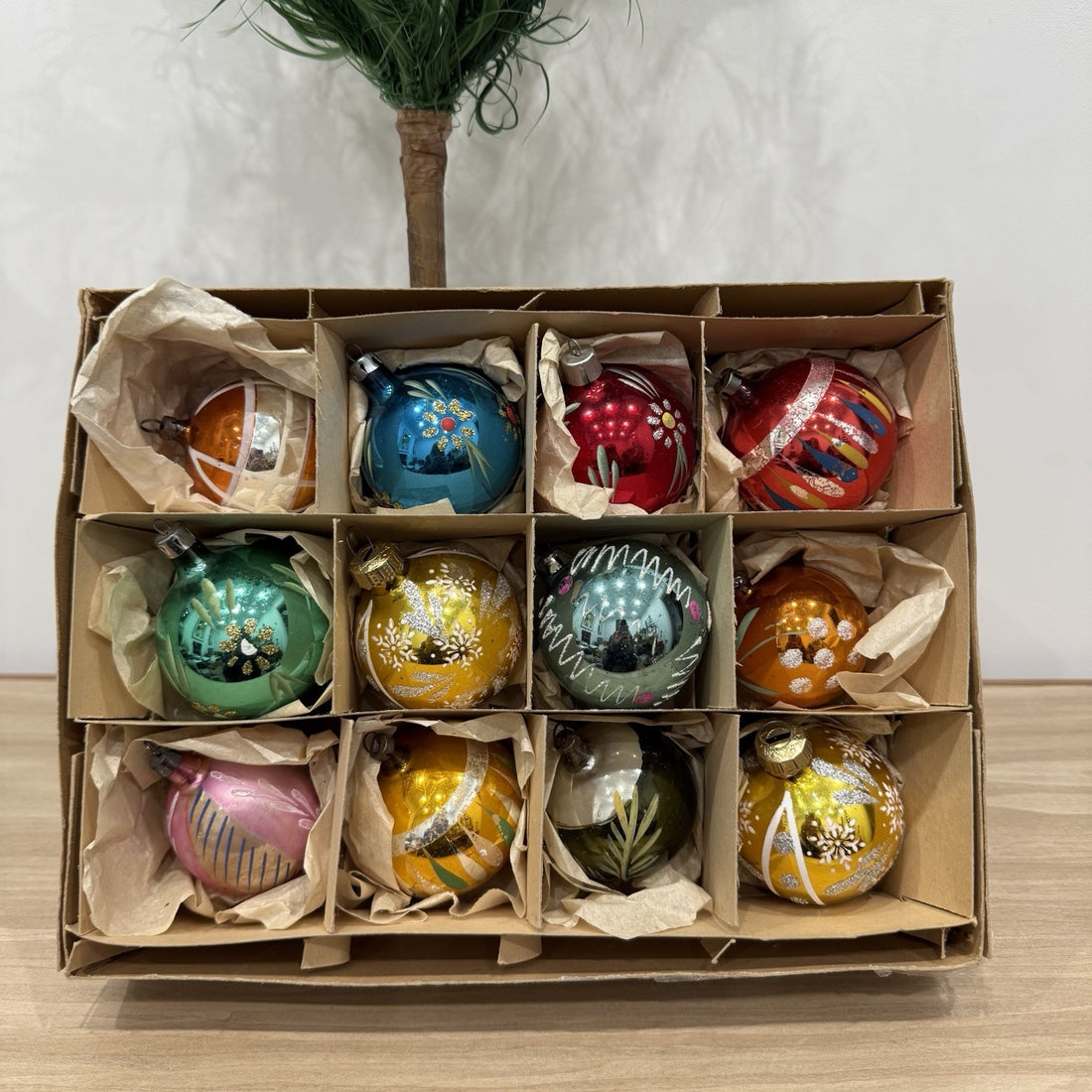 Vintage 1950s-60s Mercury Glass Christmas Baubles Xmas Tree Decor