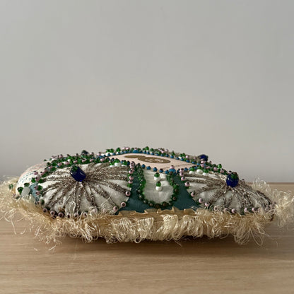 WW1 Royal Welsh Fusiliers Sweetheart Pin Cushion – Beaded Heart Patriotic Textile