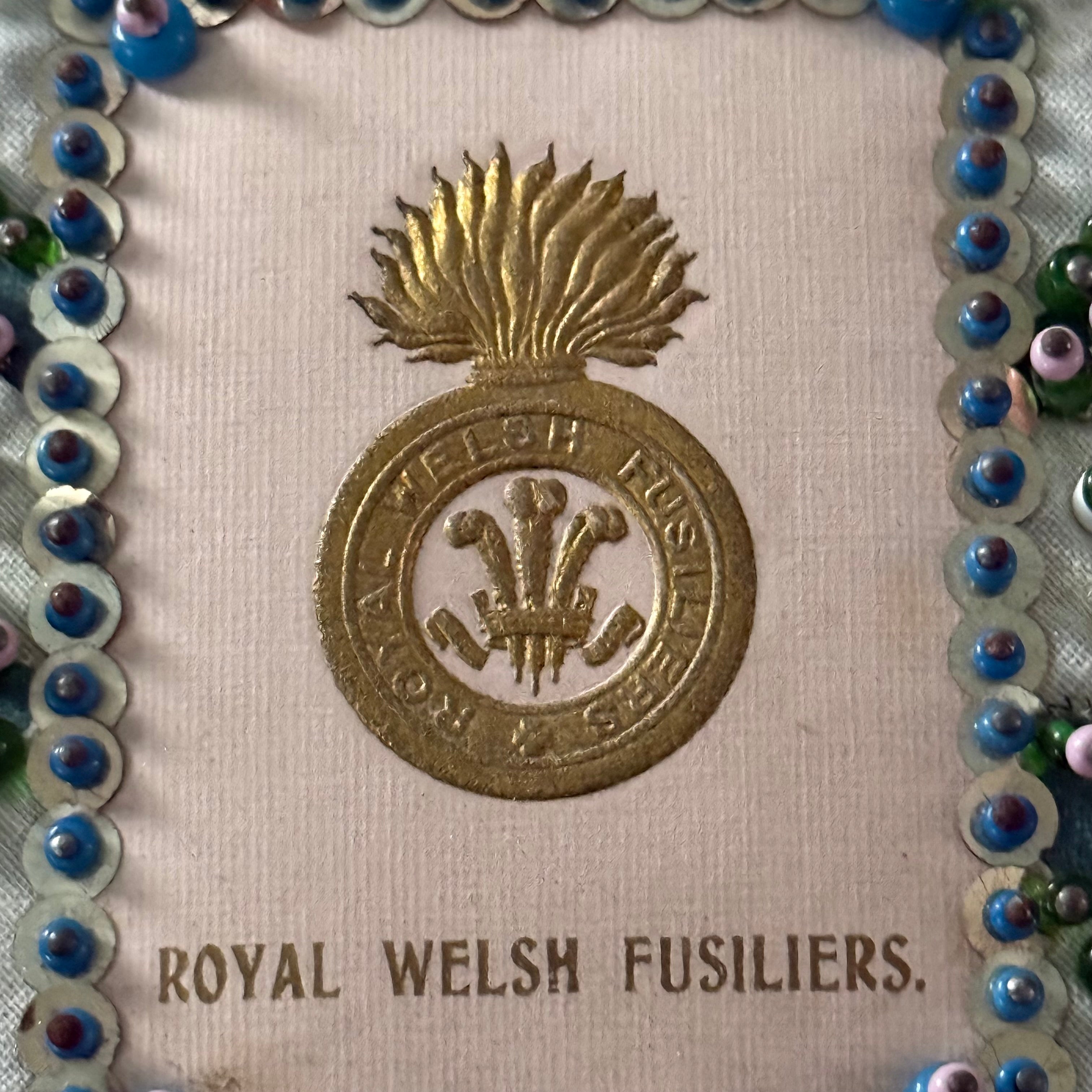 WW1 Royal Welsh Fusiliers Sweetheart Pin Cushion – Beaded Heart Patriotic Textile