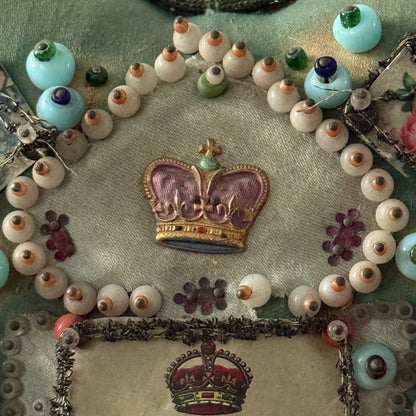 WW1 Bedfordshire Regiment Sweetheart Pincushion Beaded Heart Patriotic Textile