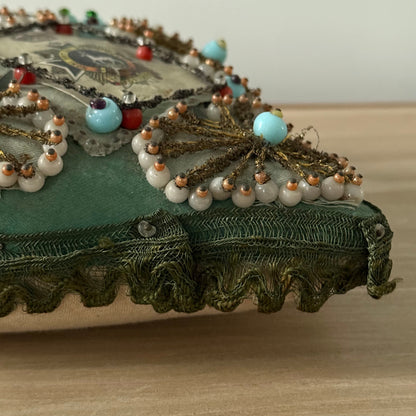 WW1 Bedfordshire Regiment Sweetheart Pincushion Beaded Heart Patriotic Textile