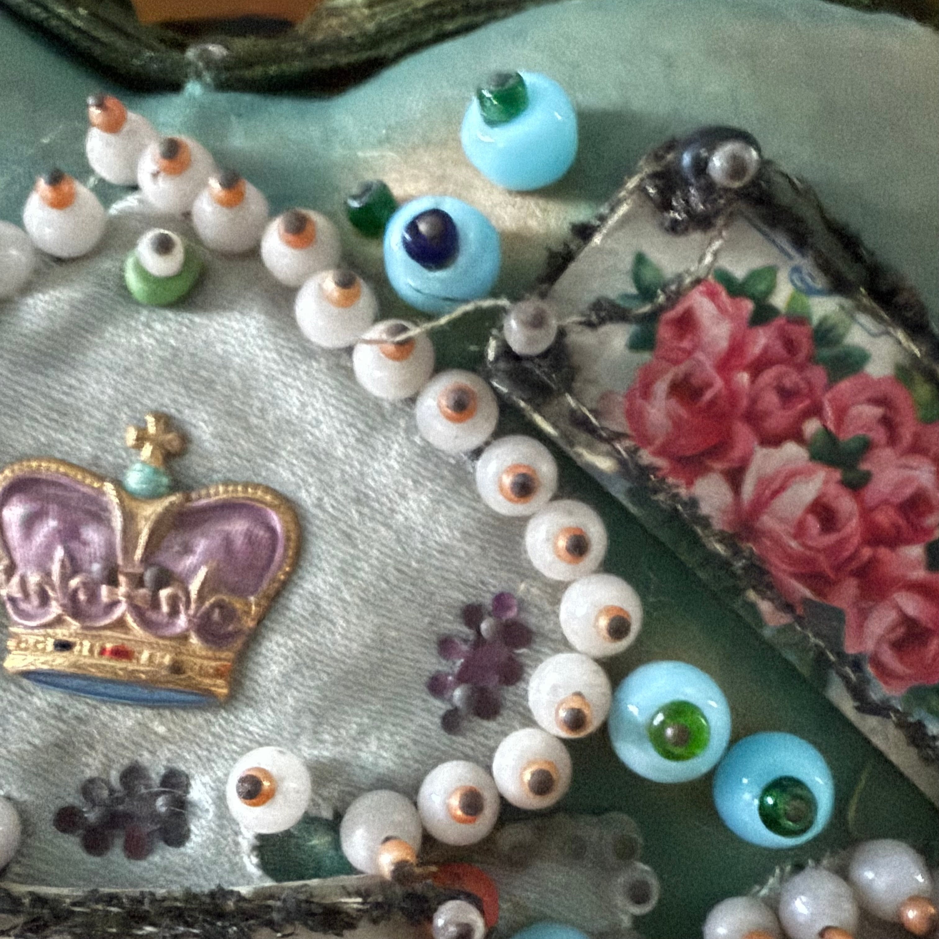 WW1 Bedfordshire Regiment Sweetheart Pincushion Beaded Heart Patriotic Textile