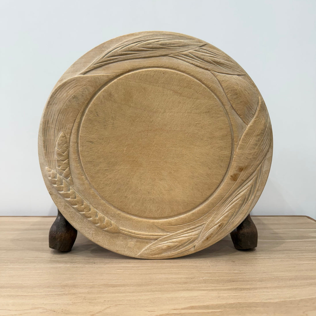 Carved Wooden Breadboard with Wheat &amp; Barley Design