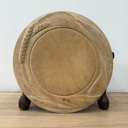 Carved Wooden Breadboard with Wheat &amp; Barley Design