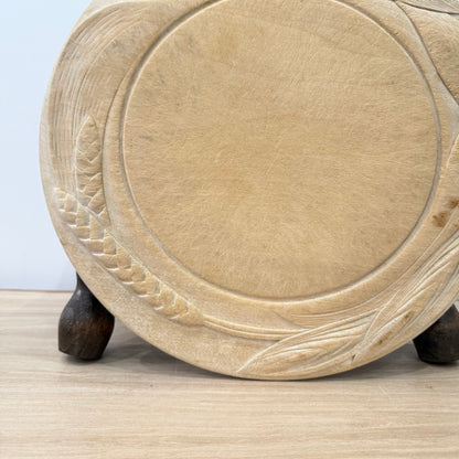Carved Wooden Breadboard with Wheat &amp; Barley Design