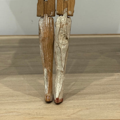 Victorian Peg Wooden Doll with Painted Face Antique Articulated 29cm