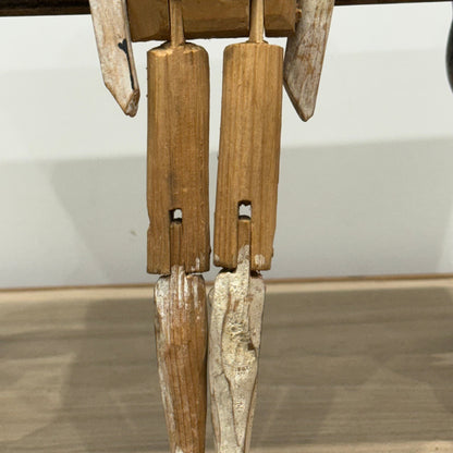 Victorian Peg Wooden Doll with Painted Face Antique Articulated 29cm