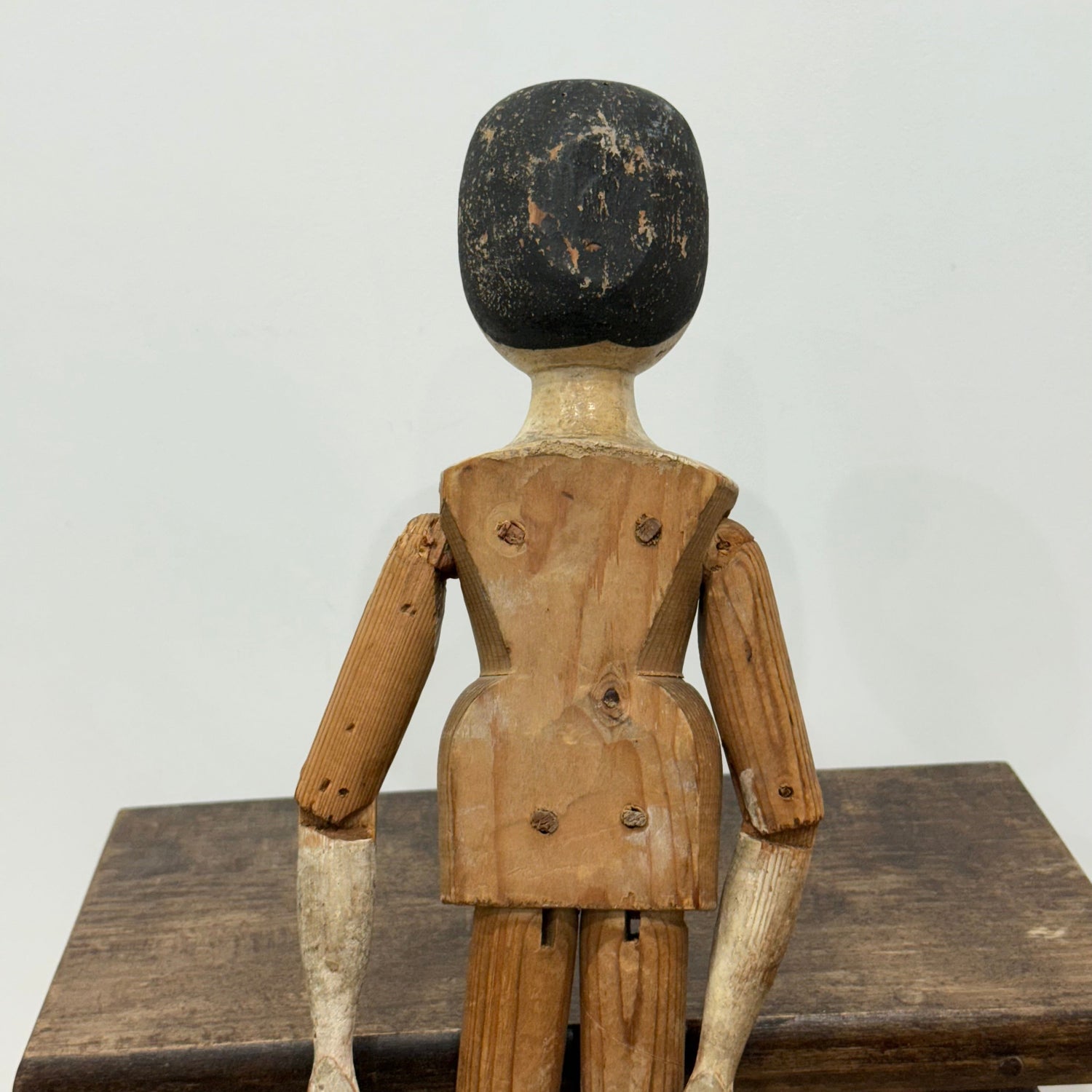 Victorian Peg Wooden Doll with Painted Head Antique Articulated 41.5cm