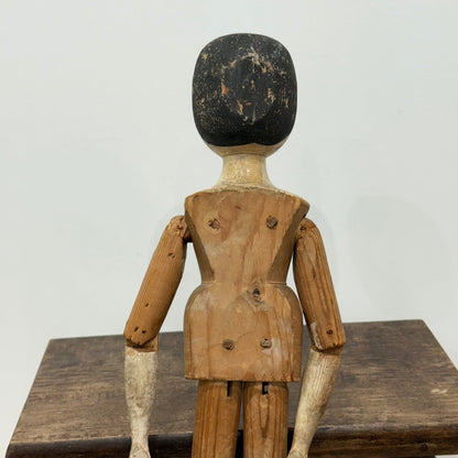 Victorian Peg Wooden Doll with Painted Head Antique Articulated 41.5cm