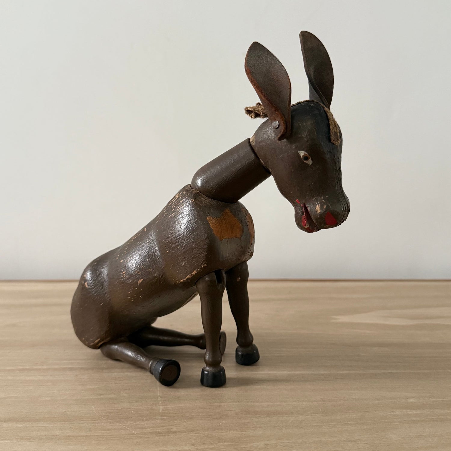 Schoenhut Wooden Humpty Dumpty Circus Mule Donkey With Leather Ears c1910s