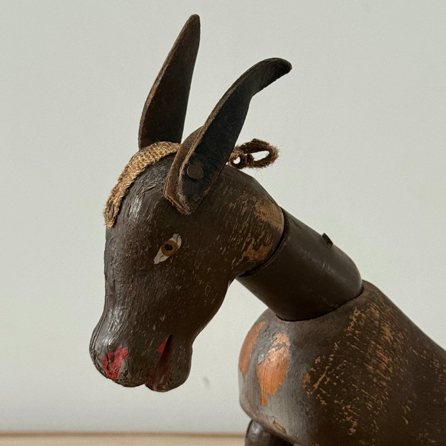 Schoenhut Wooden Humpty Dumpty Circus Mule Donkey With Leather Ears c1910s