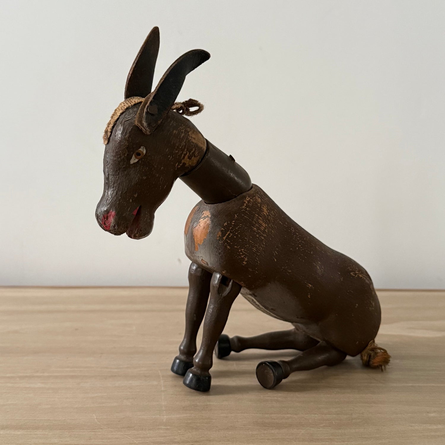 Schoenhut Wooden Humpty Dumpty Circus Mule Donkey With Leather Ears c1910s