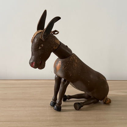 Schoenhut Wooden Humpty Dumpty Circus Mule Donkey With Leather Ears c1910s