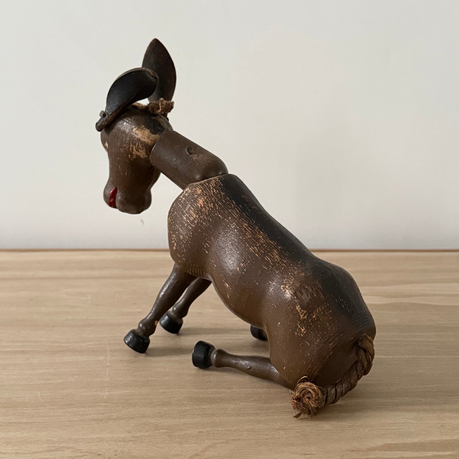 Schoenhut Wooden Humpty Dumpty Circus Mule Donkey With Leather Ears c1910s