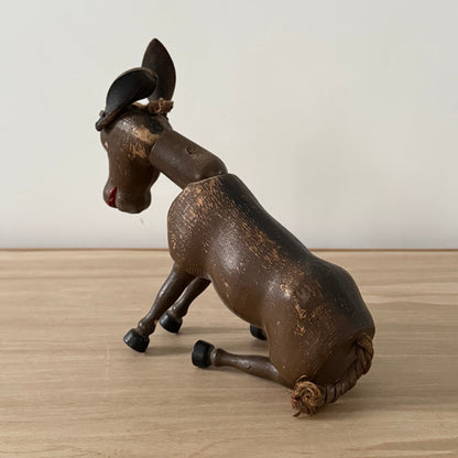 Schoenhut Wooden Humpty Dumpty Circus Mule Donkey With Leather Ears c1910s
