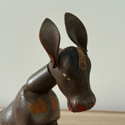 Schoenhut Wooden Humpty Dumpty Circus Mule Donkey With Leather Ears c1910s