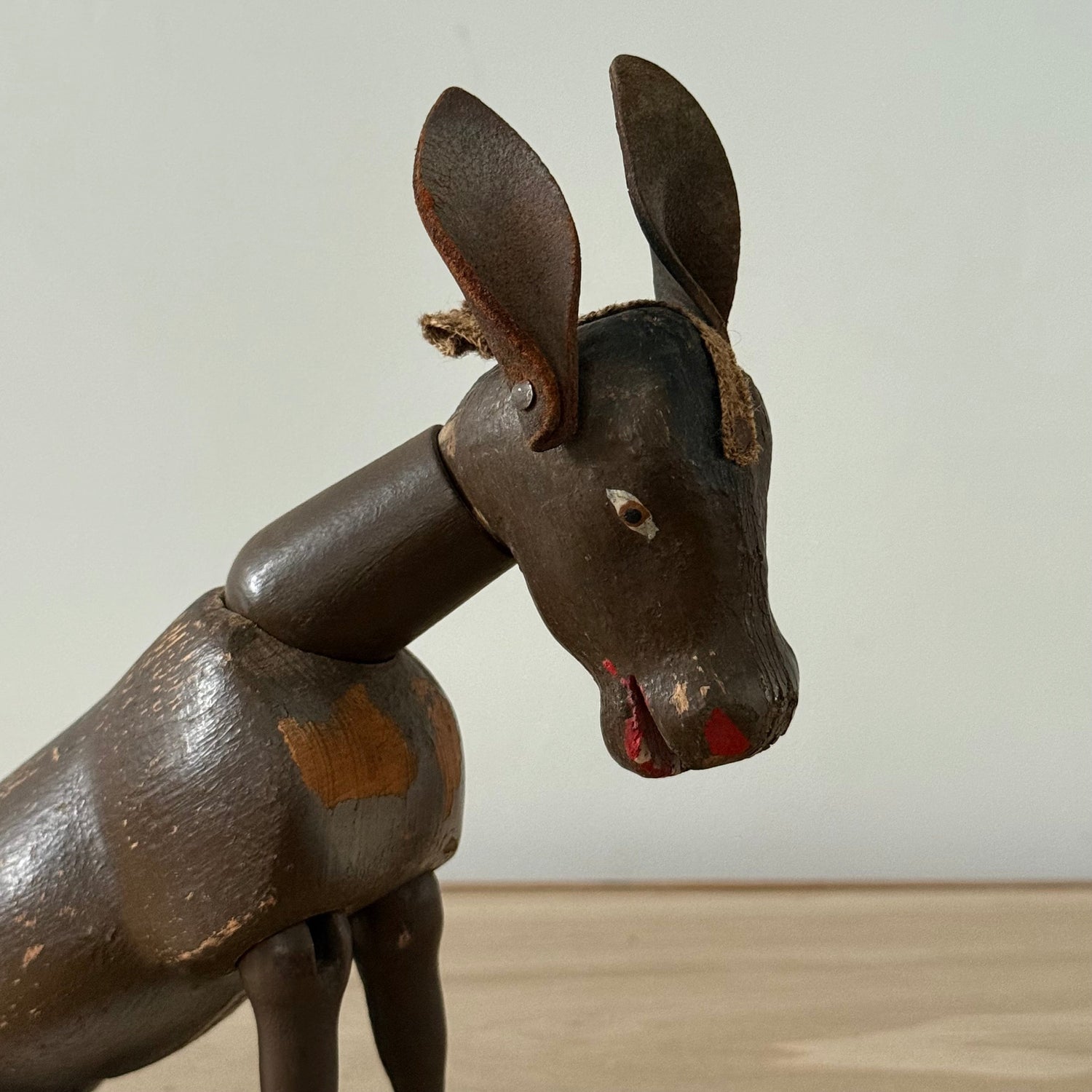 Schoenhut Wooden Humpty Dumpty Circus Mule Donkey With Leather Ears c1910s