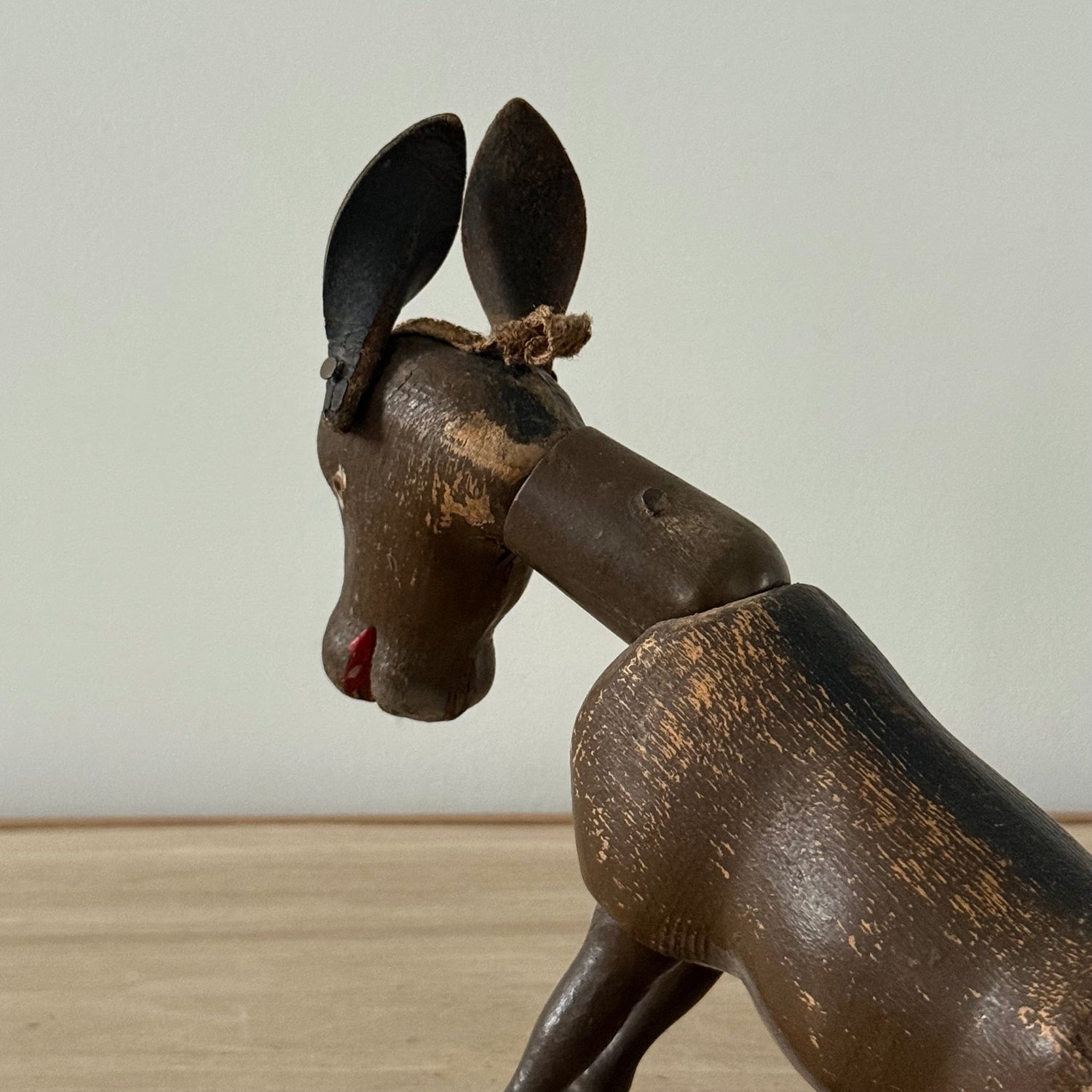 Schoenhut Wooden Humpty Dumpty Circus Mule Donkey With Leather Ears c1910s