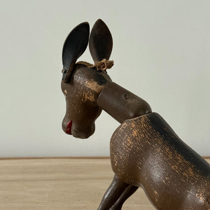 Schoenhut Wooden Humpty Dumpty Circus Mule Donkey With Leather Ears c1910s