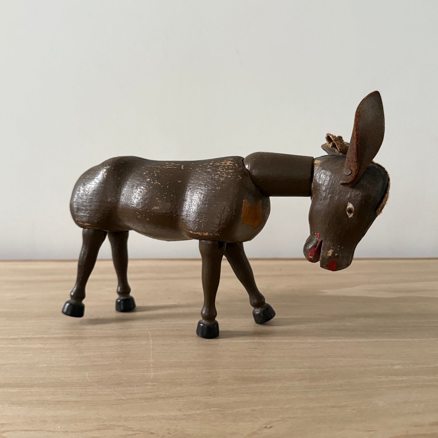 Schoenhut Wooden Humpty Dumpty Circus Mule Donkey With Leather Ears c1910s