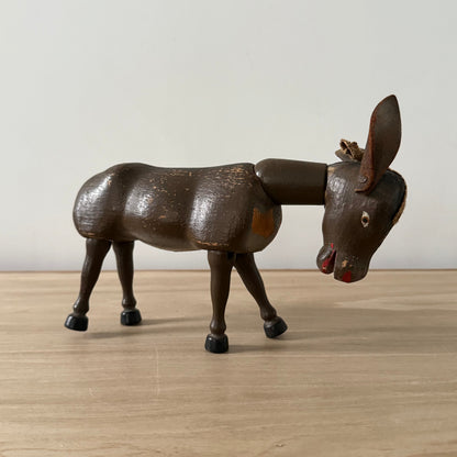 Schoenhut Wooden Humpty Dumpty Circus Mule Donkey With Leather Ears c1910s