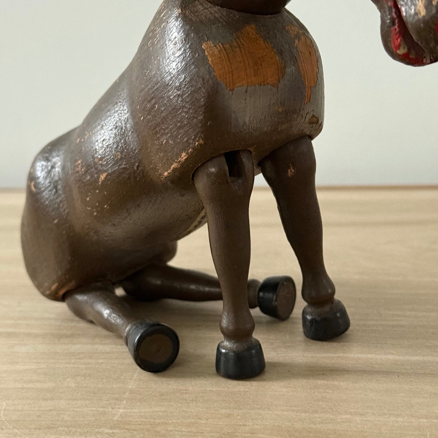 Schoenhut Wooden Humpty Dumpty Circus Mule Donkey With Leather Ears c1910s