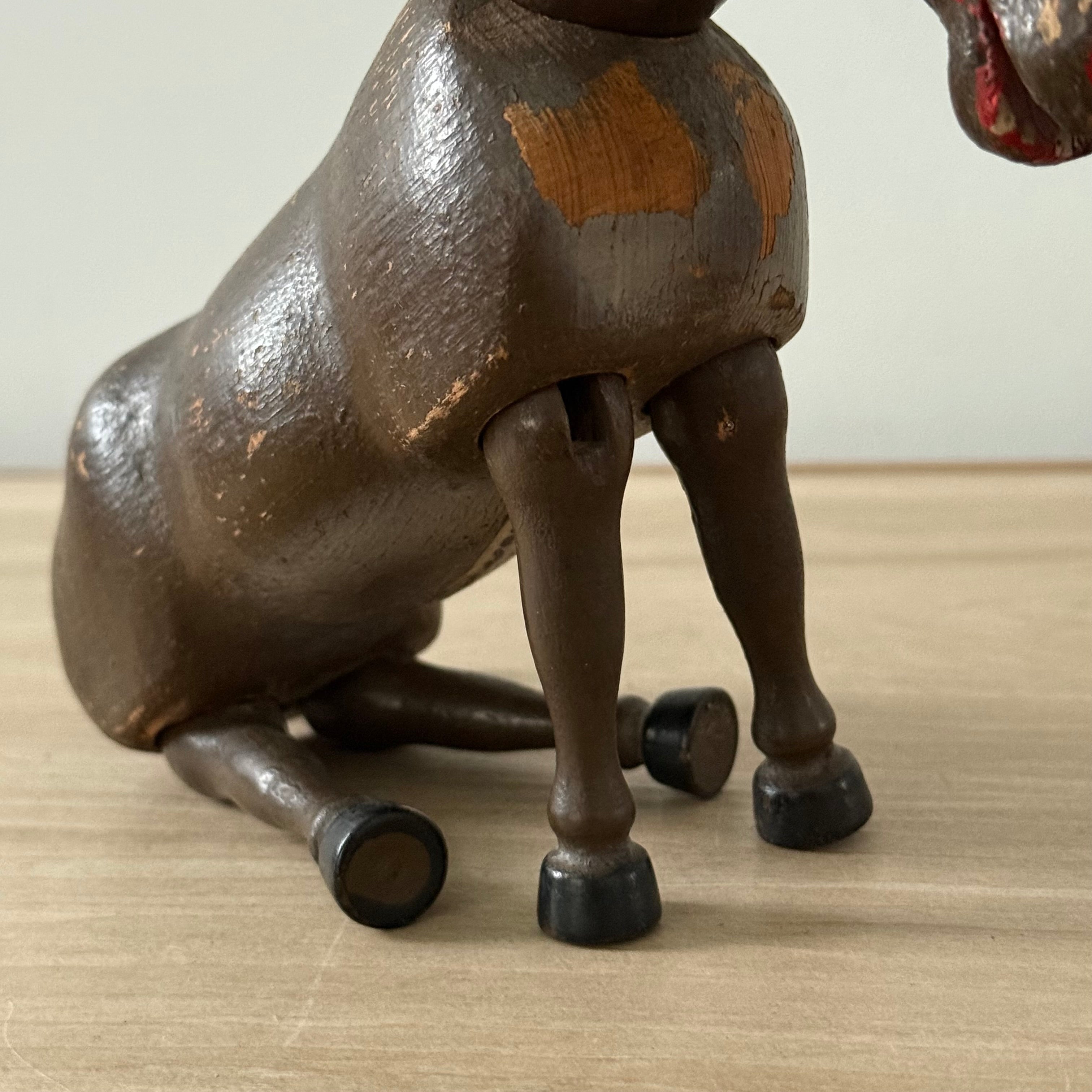 Schoenhut Wooden Humpty Dumpty Circus Mule Donkey With Leather Ears c1910s