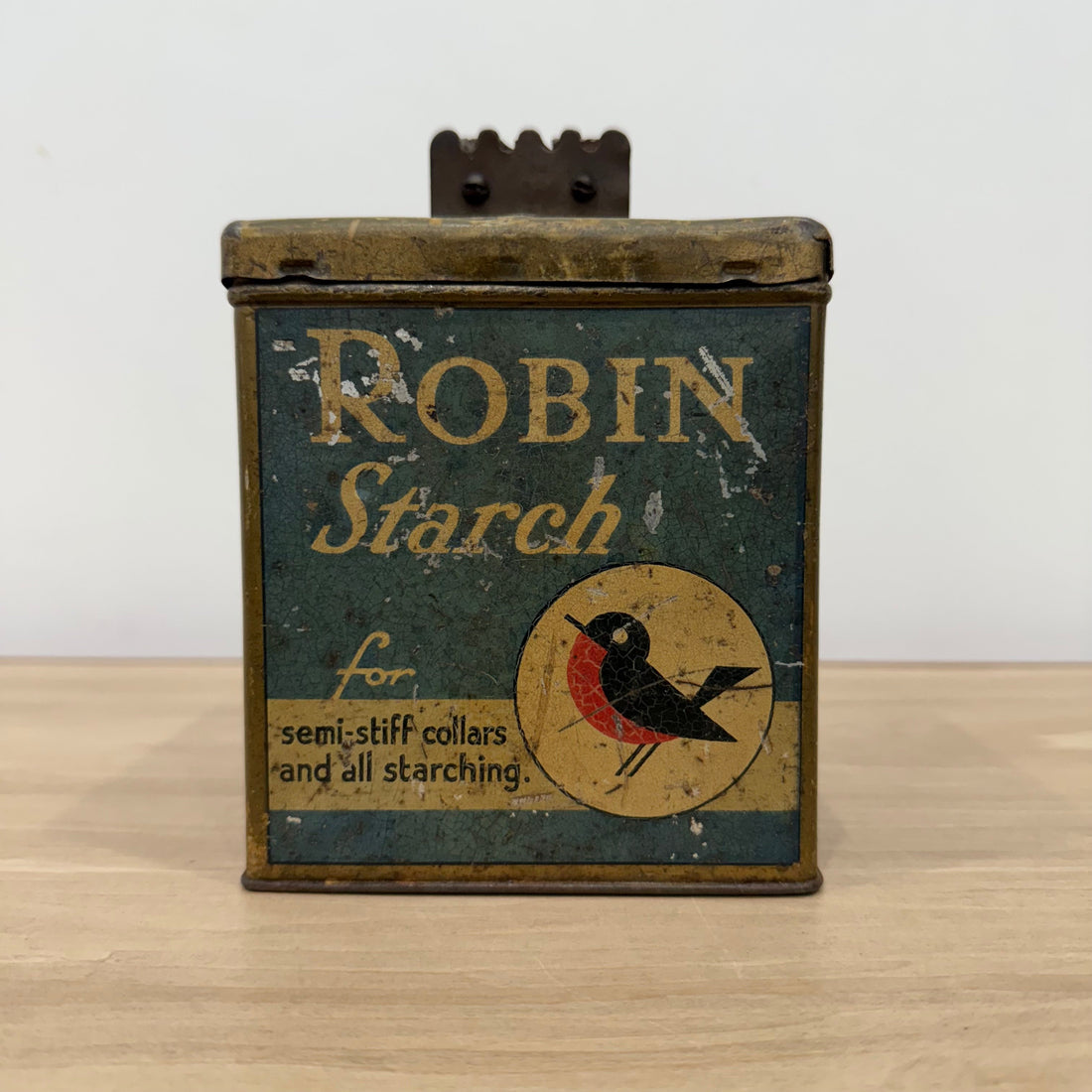Antique Reckitt Robin Starch Brasso Zebo Advertising Tin String Dispenser c.1910