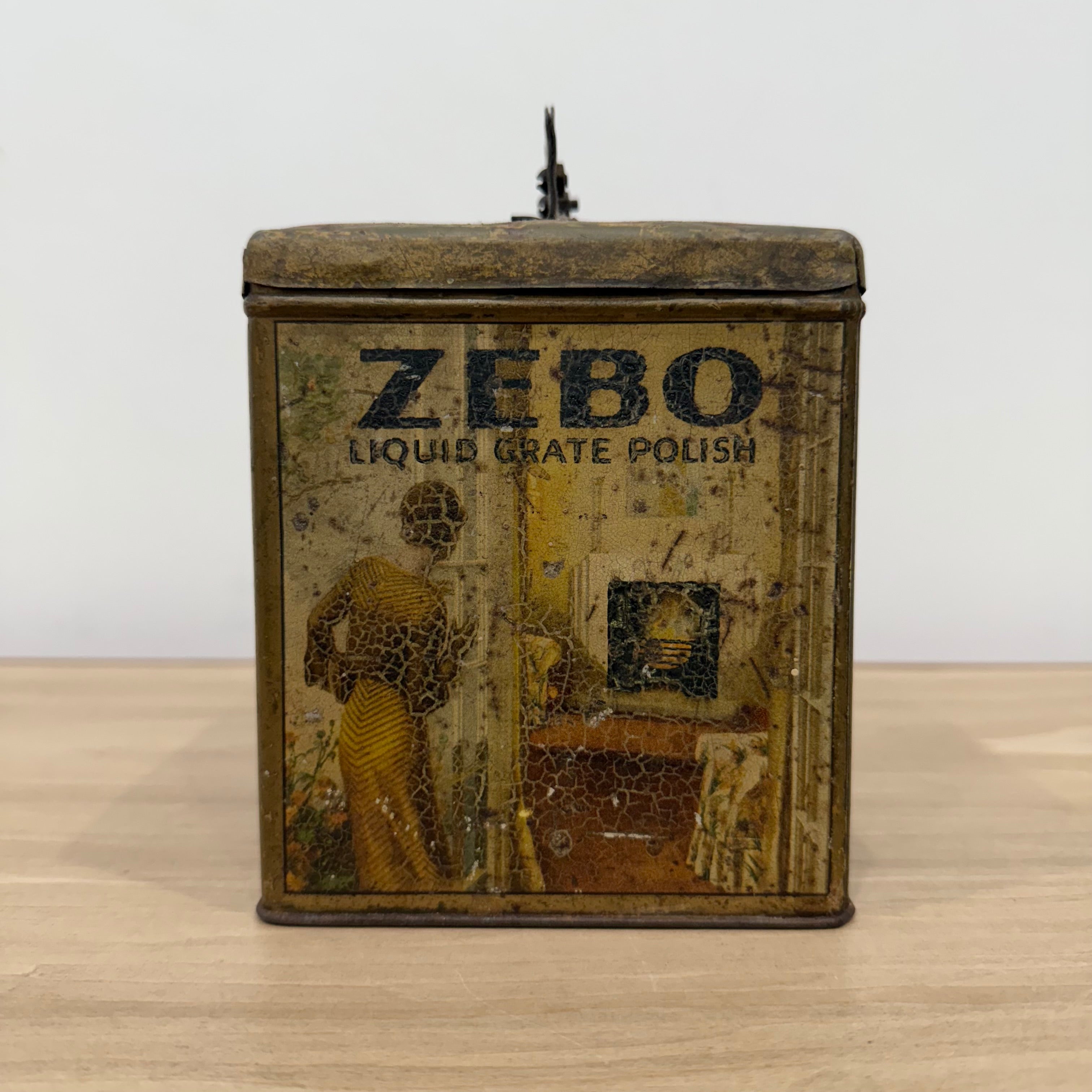 Antique Reckitt Robin Starch Brasso Zebo Advertising Tin String Dispenser c.1910