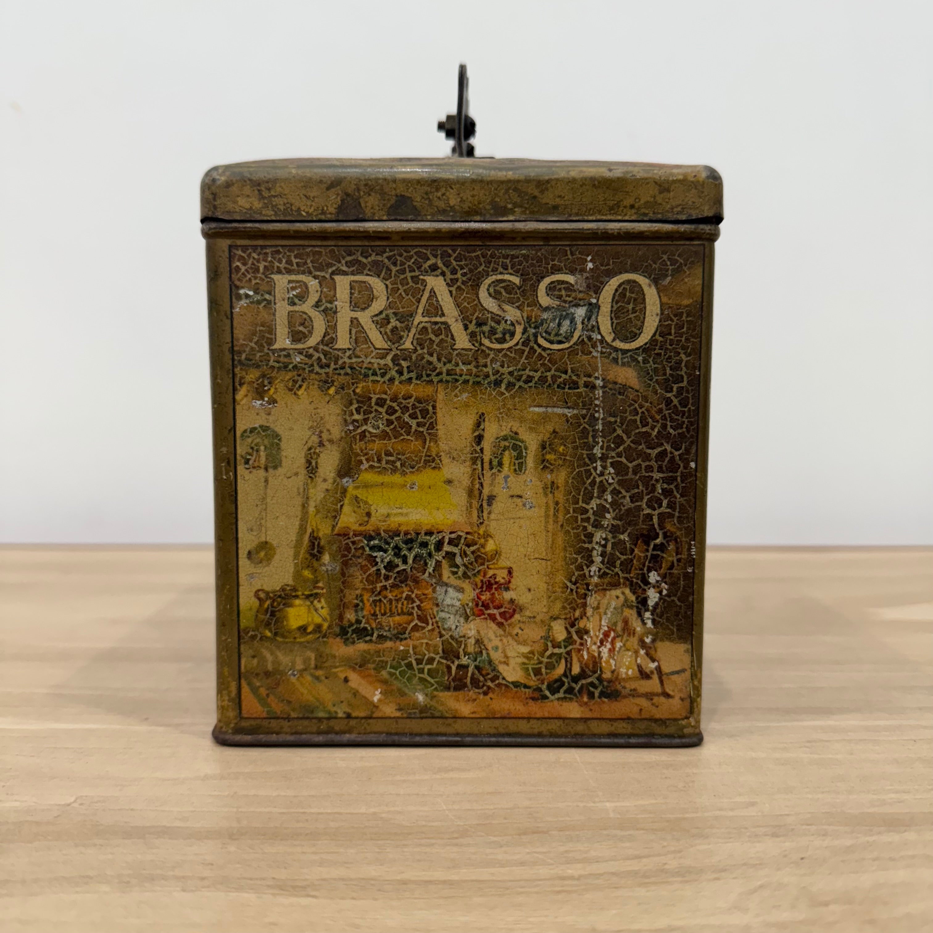 Antique Reckitt Robin Starch Brasso Zebo Advertising Tin String Dispenser c.1910