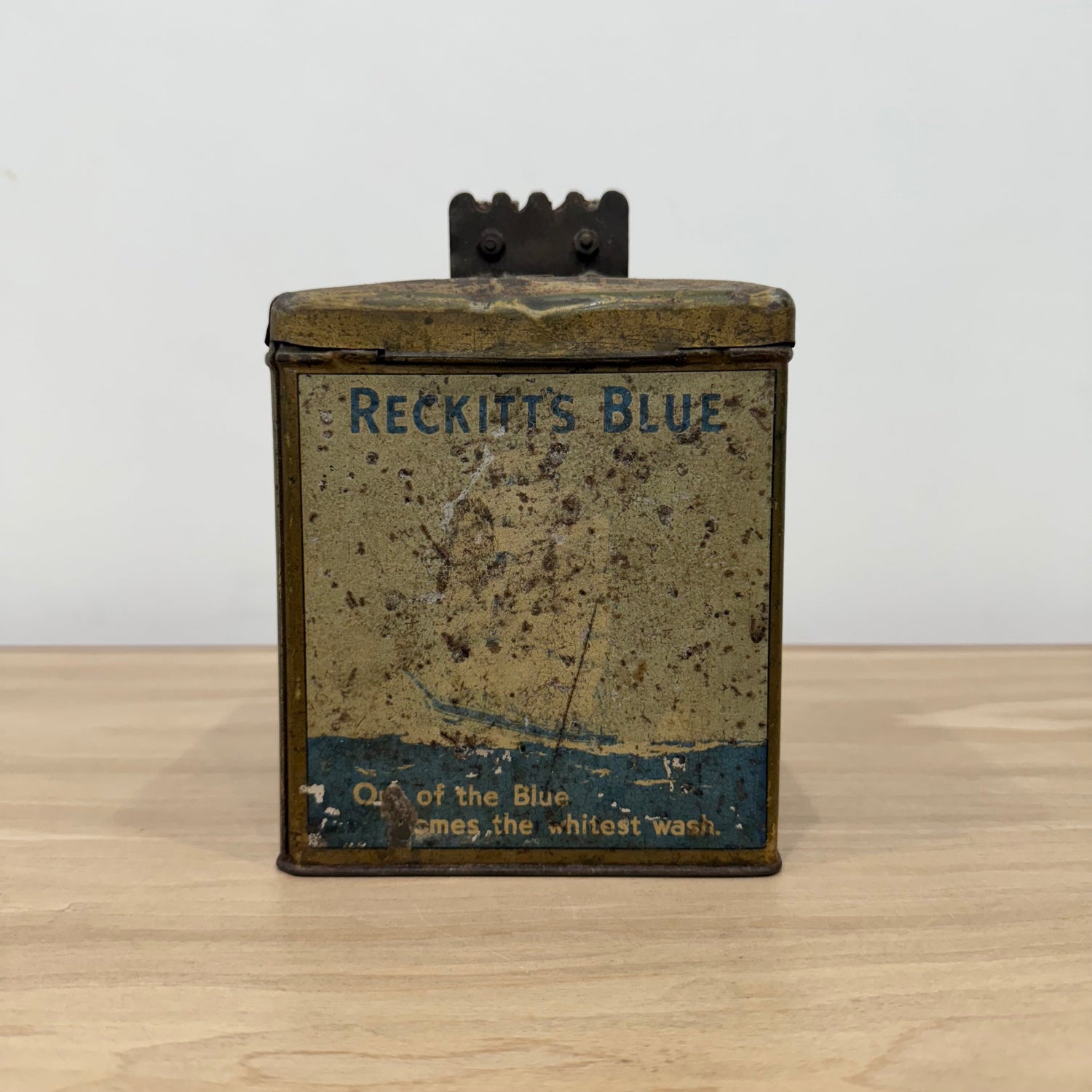 Antique Reckitt Robin Starch Brasso Zebo Advertising Tin String Dispenser c.1910