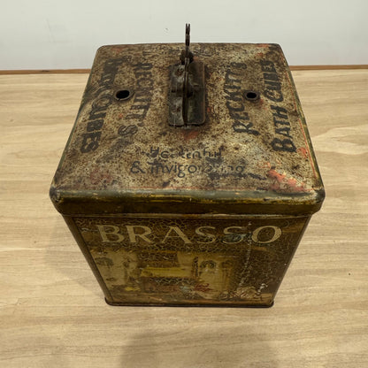 Antique Reckitt Robin Starch Brasso Zebo Advertising Tin String Dispenser c.1910