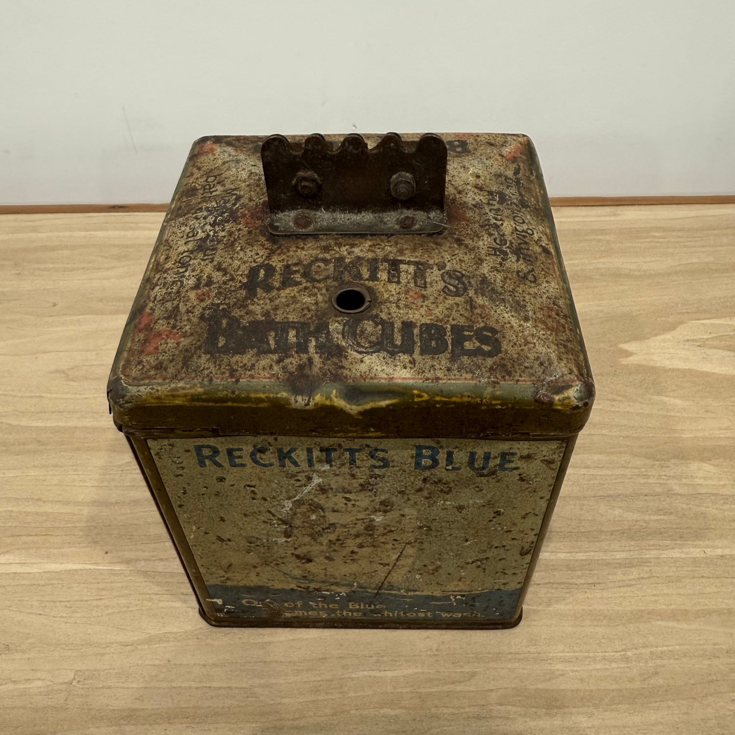 Antique Reckitt Robin Starch Brasso Zebo Advertising Tin String Dispenser c.1910