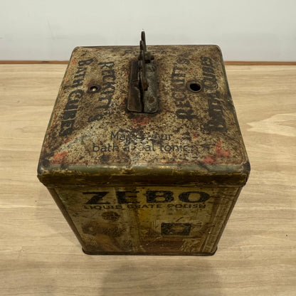 Antique Reckitt Robin Starch Brasso Zebo Advertising Tin String Dispenser c.1910