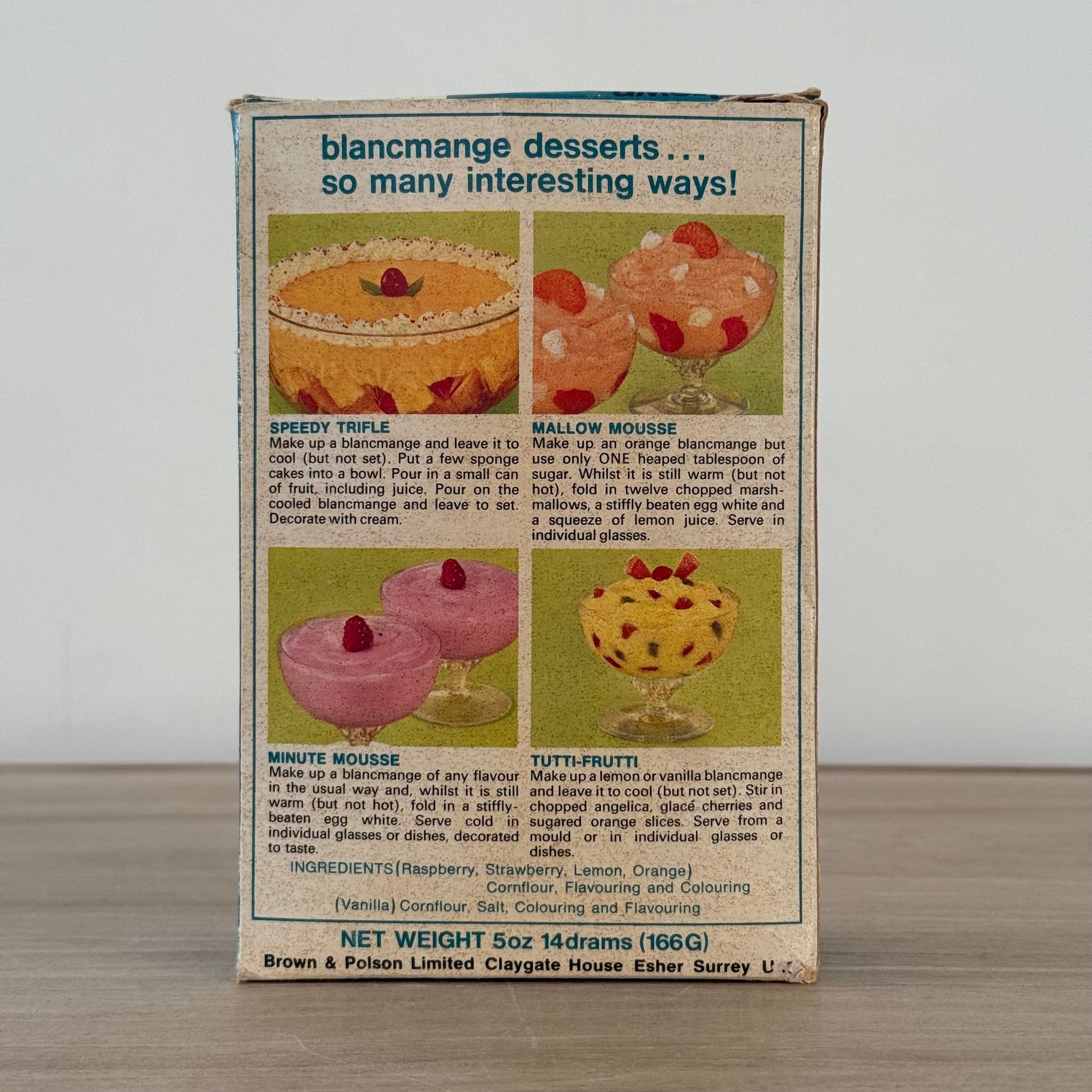 Vintage British Desert Advertising Packaging - Lyons Bird’s Brown &amp; Polson