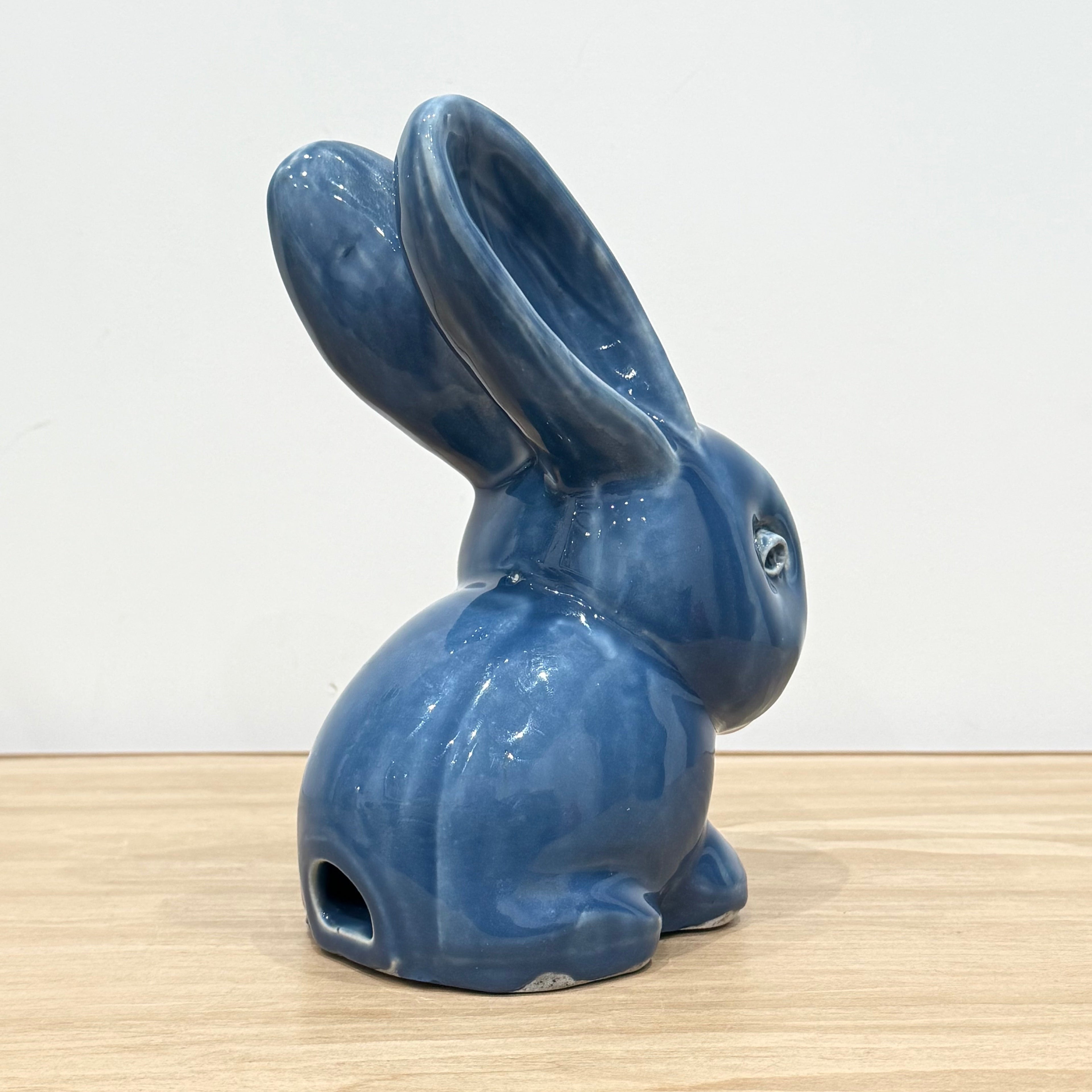 Vintage Blue Cottontail Rabbit Cotton Wool Dispenser Oliver Whiting 21cm