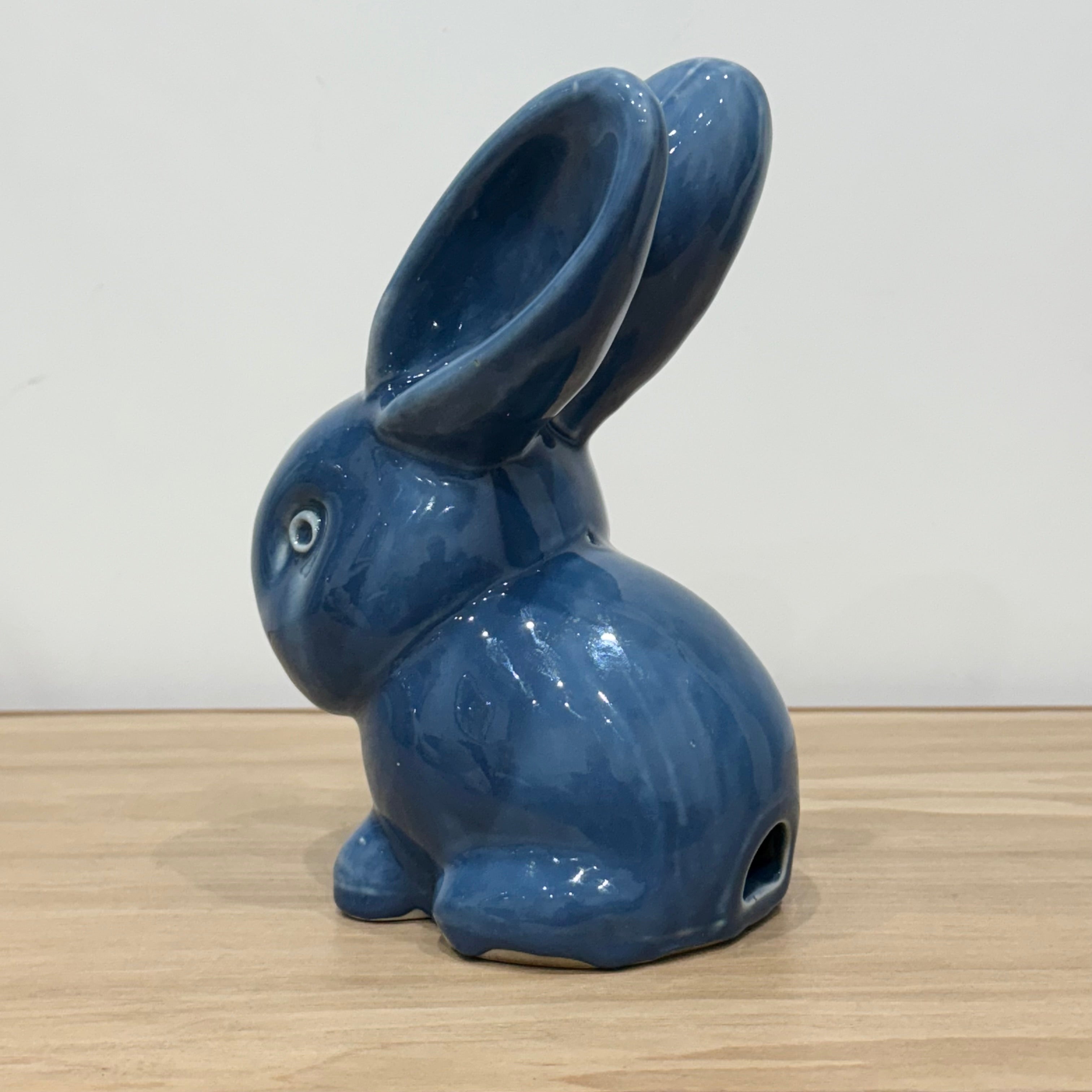Vintage Blue Cottontail Rabbit Cotton Wool Dispenser Oliver Whiting 21cm