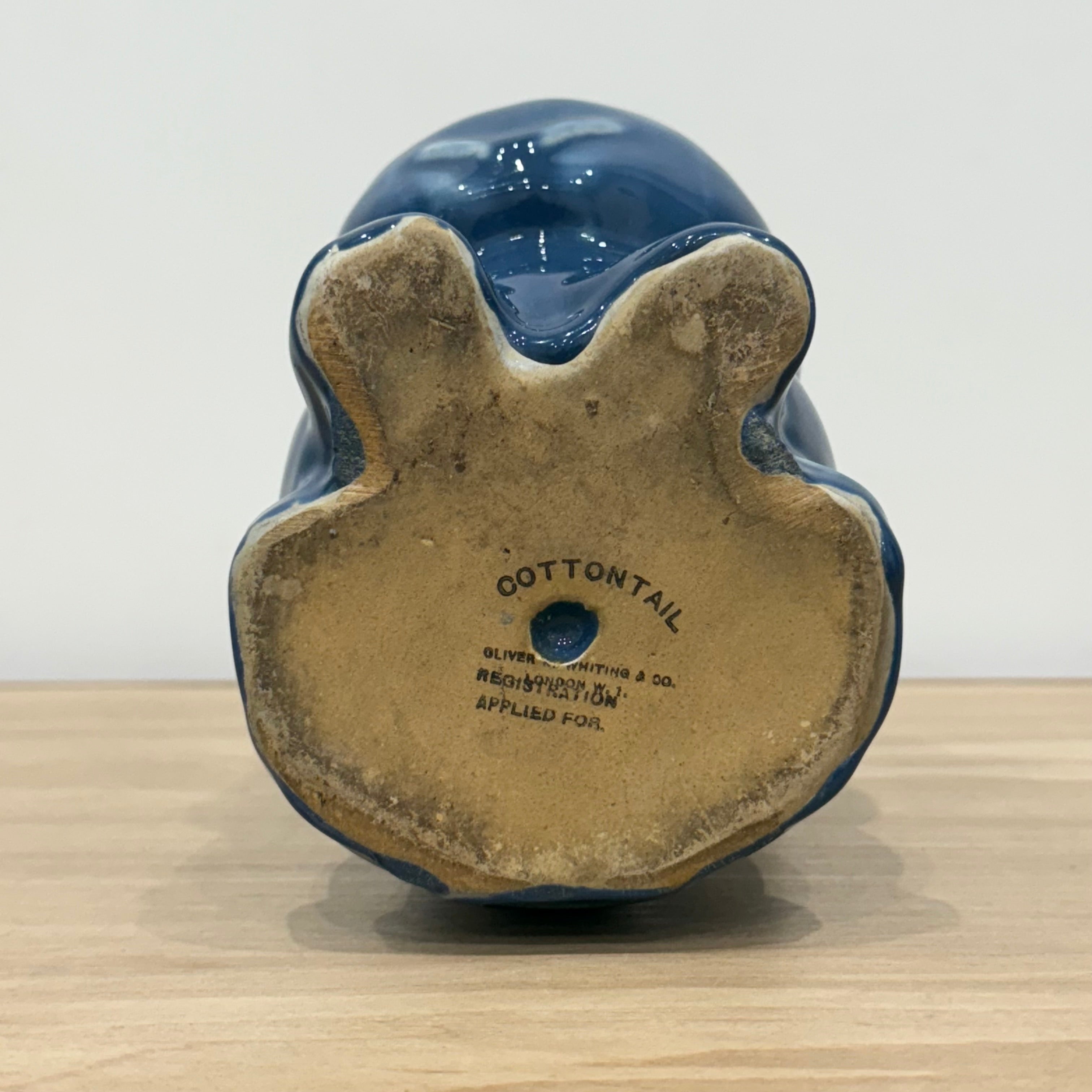 Vintage Blue Cottontail Rabbit Cotton Wool Dispenser Oliver Whiting 21cm