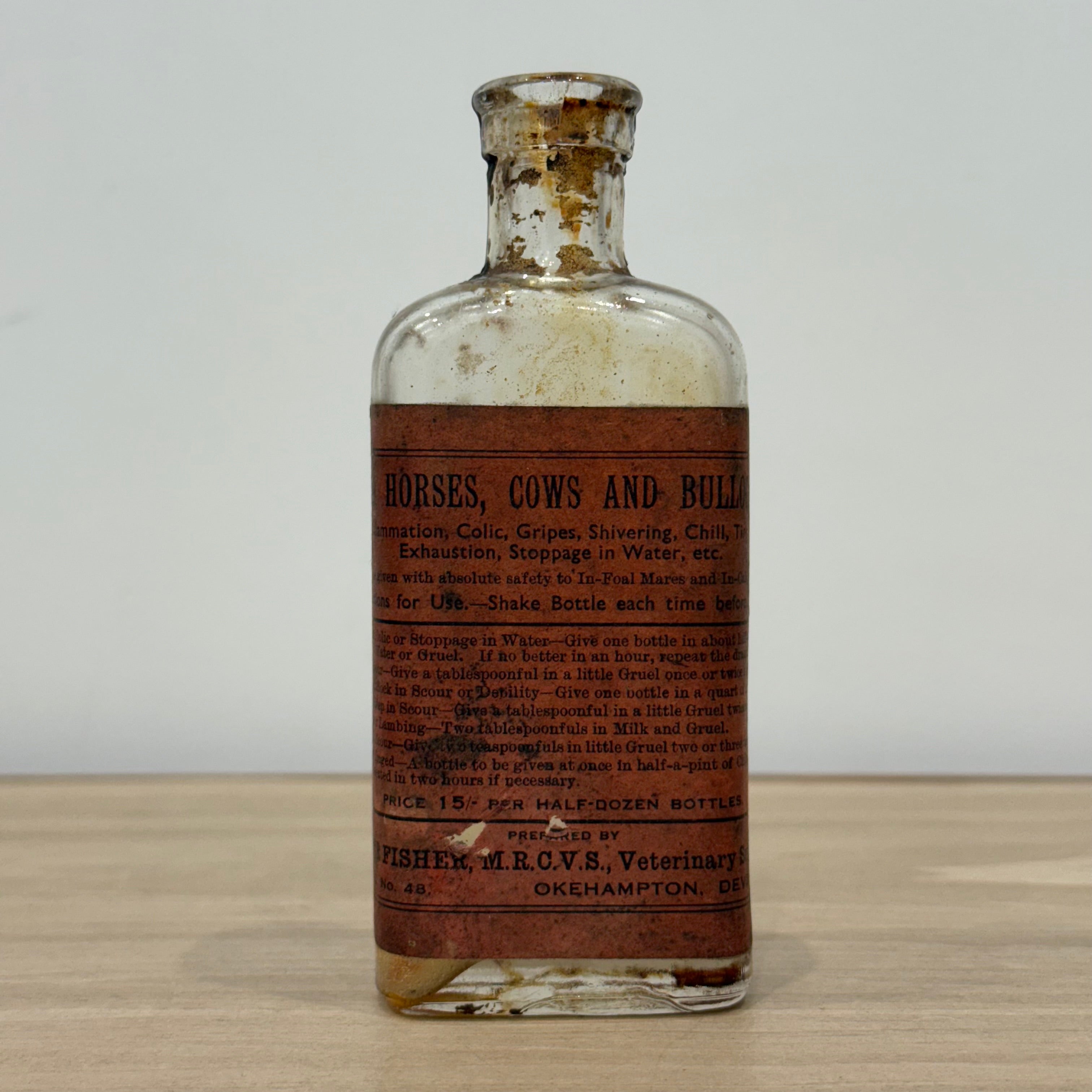 Antique Veterinary Medicine Bottle Horses Cows Bulls Okehampton Devon