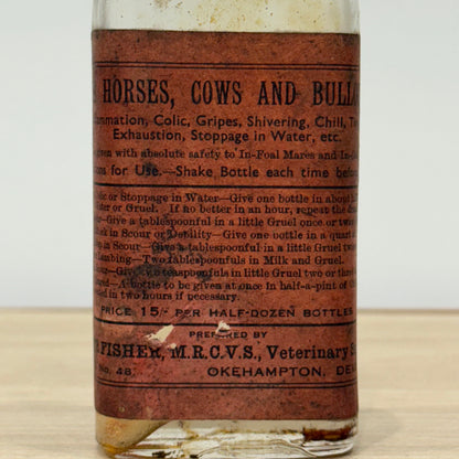 Antique Veterinary Medicine Bottle Horses Cows Bulls Okehampton Devon