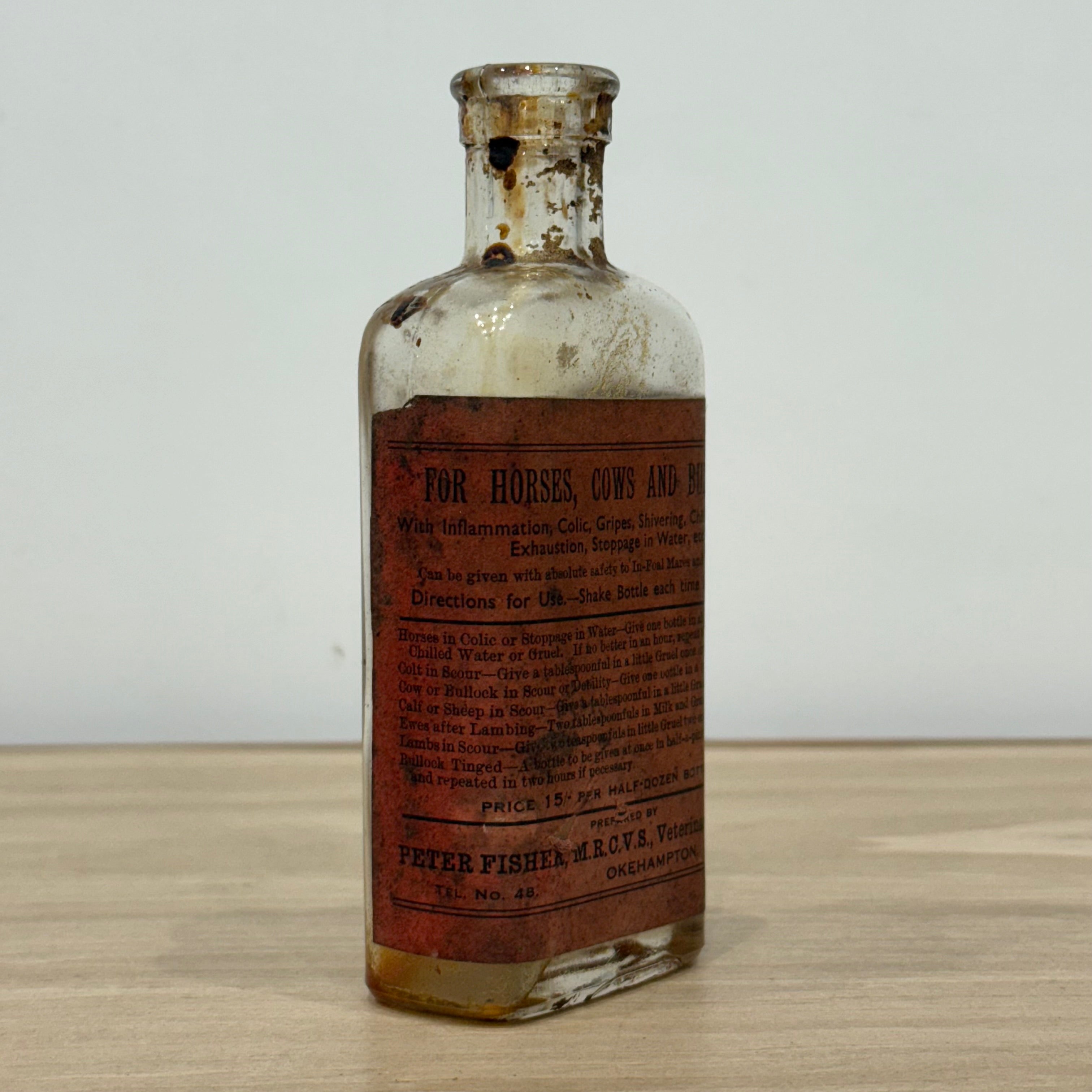 Antique Veterinary Medicine Bottle Horses Cows Bulls Okehampton Devon