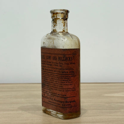 Antique Veterinary Medicine Bottle Horses Cows Bulls Okehampton Devon