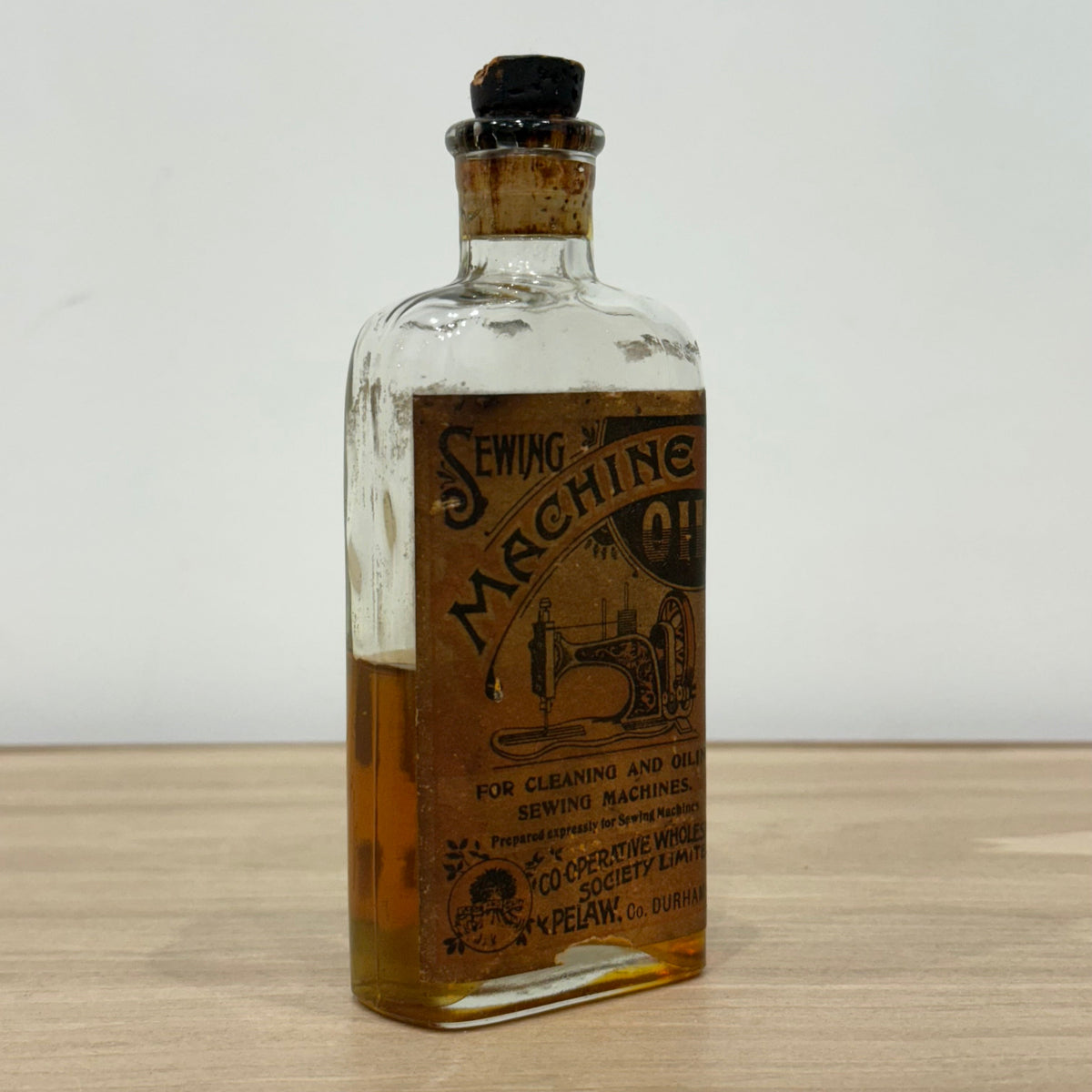Edwardian Sewing Machine Oil Bottle, Cooperative Wholesale Society, Pelaw