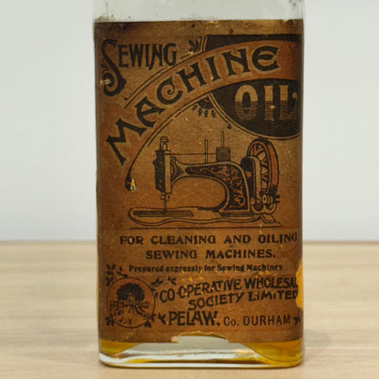 Edwardian Sewing Machine Oil Bottle, Cooperative Wholesale Society, Pelaw