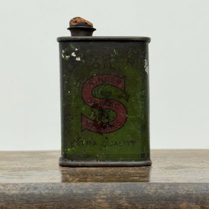 Vintage Singer Sewing Machine Oil Can Small Green Tin Edwardian